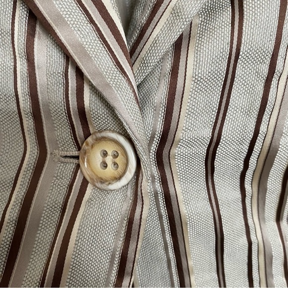 LAFAYETTE 148 striped suit fall colors Jacket size 2 Shorts size 4 linen blend - Picture 5 of 15